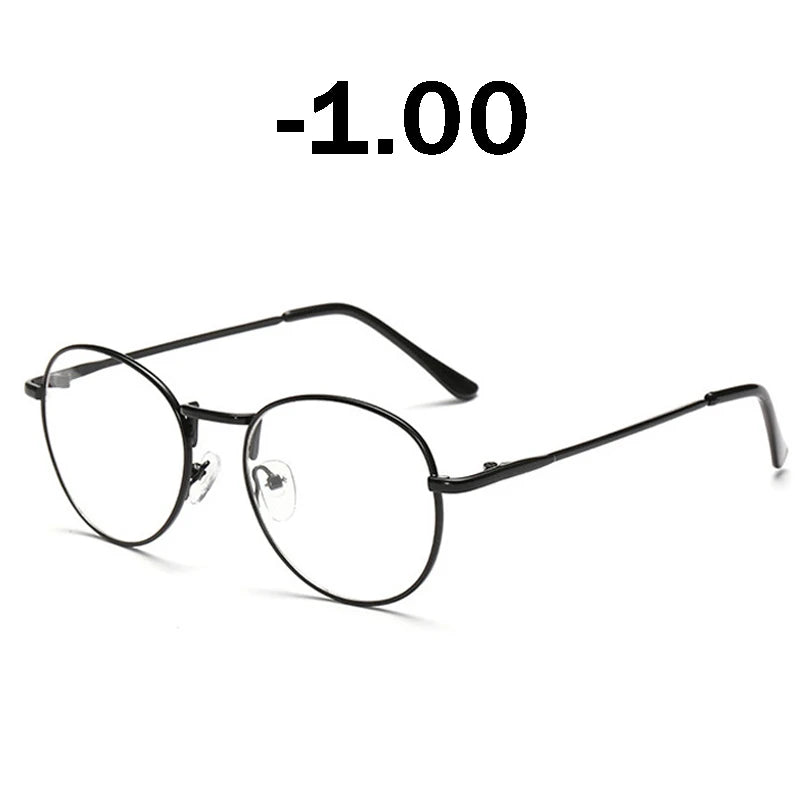 iboode Retro Finished Myopia Glasses Frames Women Vintage Metal Round Nearsighted Glasses Men Black Silver Gold Eyeglasses Lady