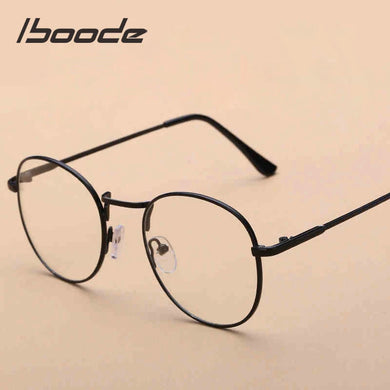 iboode Retro Finished Myopia Glasses Frames Women Vintage Metal Round Nearsighted Glasses Men Black Silver Gold Eyeglasses Lady