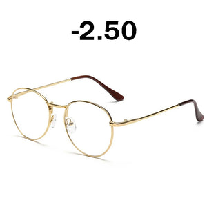 iboode Retro Finished Myopia Glasses Frames Women Vintage Metal Round Nearsighted Glasses Men Black Silver Gold Eyeglasses Lady