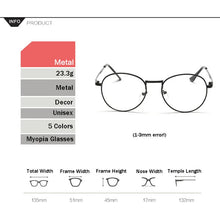 Load image into Gallery viewer, iboode Retro Finished Myopia Glasses Frames Women Vintage Metal Round Nearsighted Glasses Men Black Silver Gold Eyeglasses Lady