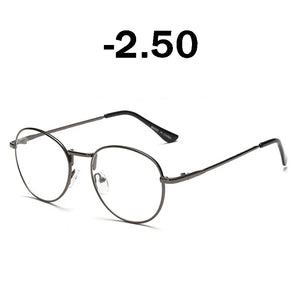 iboode Retro Finished Myopia Glasses Frames Women Vintage Metal Round Nearsighted Glasses Men Black Silver Gold Eyeglasses Lady