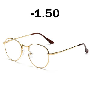 iboode Retro Finished Myopia Glasses Frames Women Vintage Metal Round Nearsighted Glasses Men Black Silver Gold Eyeglasses Lady