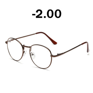 iboode Retro Finished Myopia Glasses Frames Women Vintage Metal Round Nearsighted Glasses Men Black Silver Gold Eyeglasses Lady