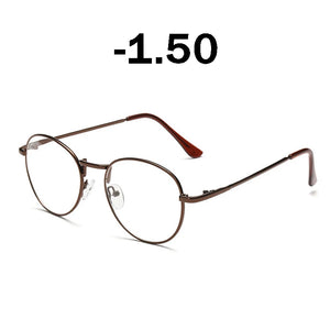 iboode Retro Finished Myopia Glasses Frames Women Vintage Metal Round Nearsighted Glasses Men Black Silver Gold Eyeglasses Lady