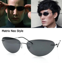 Carica l&#39;immagine nel visualizzatore di Gallery, Cool The Matrix Neo Style rimless Polarized Sunglasses women men  Ultralight Driving shades y2k steampun oculos