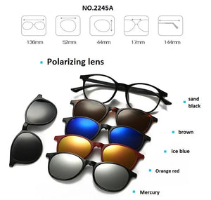 brand 5+1 retro polarized myopia clip sunglasses eyeglasses frame for men women five magnet set mirror eyewear frames male