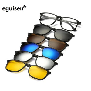 brand 5+1 retro polarized myopia clip sunglasses eyeglasses frame for men women five magnet set mirror eyewear frames male