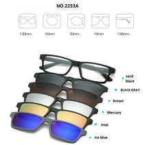 Load image into Gallery viewer, brand 5+1 retro polarized myopia clip sunglasses eyeglasses frame for men women five magnet set mirror eyewear frames male