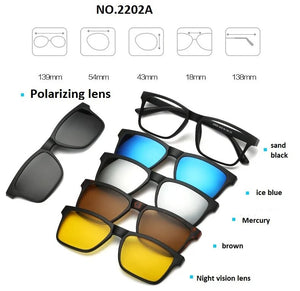 brand 5+1 retro polarized myopia clip sunglasses eyeglasses frame for men women five magnet set mirror eyewear frames male