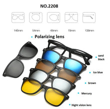 Load image into Gallery viewer, brand 5+1 retro polarized myopia clip sunglasses eyeglasses frame for men women five magnet set mirror eyewear frames male