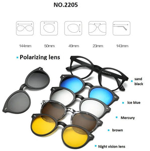 brand 5+1 retro polarized myopia clip sunglasses eyeglasses frame for men women five magnet set mirror eyewear frames male