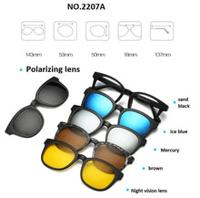 Load image into Gallery viewer, brand 5+1 retro polarized myopia clip sunglasses eyeglasses frame for men women five magnet set mirror eyewear frames male