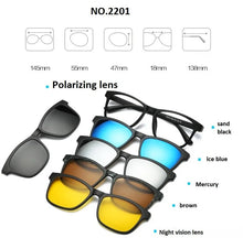 Load image into Gallery viewer, brand 5+1 retro polarized myopia clip sunglasses eyeglasses frame for men women five magnet set mirror eyewear frames male