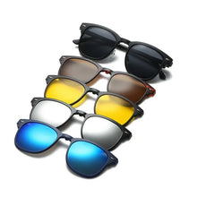 Load image into Gallery viewer, brand 5+1 retro polarized myopia clip sunglasses eyeglasses frame for men women five magnet set mirror eyewear frames male