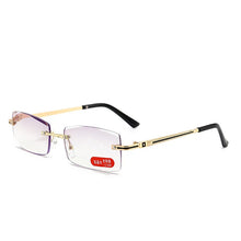 Load image into Gallery viewer, seemfly +1.0 1.5 4.0 Frameless Reading Glasses Men Classic Square Anti Blue Presbyopic Titanium Alloy Business Far sight Eyewear