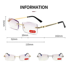 Load image into Gallery viewer, seemfly +1.0 1.5 4.0 Frameless Reading Glasses Men Classic Square Anti Blue Presbyopic Titanium Alloy Business Far sight Eyewear