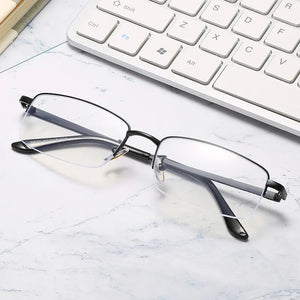 seemfly Diopter -1.0 to -4.0 Men Business Full Myopia Glasses Frame Metal Student Anti-blue Ray Computer Near Eyewear Eyeglasses