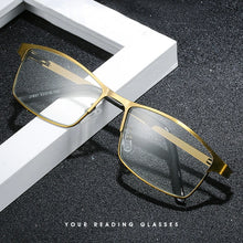 Load image into Gallery viewer, seemfly High Quality Men Business Reading Glasses Titanium alloy Vintage Anti Blue HD Computer Goggles For Men +1.0 +1.5 +2.5