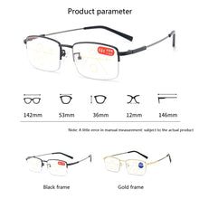 Load image into Gallery viewer, seemfly Intelligent Progressive Reading Glasses vintage Men Women Near and Far Glasses Anti Blue Light Metal Presbyopic Eyewear
