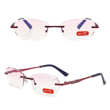 Carica l'immagine nel visualizzatore di Gallery, seemfly Irregular Diamond Trimmed presbyopic Reading Glasses Women Metal Anti Blue Ray Far Sighted Eyewear With +1.0 to +4.0