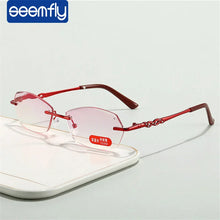 Carica l'immagine nel visualizzatore di Gallery, seemfly Irregular Diamond Trimmed presbyopic Reading Glasses Women Metal Anti Blue Ray Far Sighted Eyewear With +1.0 to +4.0