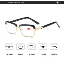 Load image into Gallery viewer, seemfly Optical Glass Reading Glasses With Blue Film Presbyopia Eyeglasses For Women Men Diopter With +1 +1.5 +2 +2.5 +3 +3.5 +4