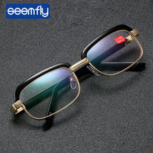 Load image into Gallery viewer, seemfly Optical Glass Reading Glasses With Blue Film Presbyopia Eyeglasses For Women Men Diopter With +1 +1.5 +2 +2.5 +3 +3.5 +4