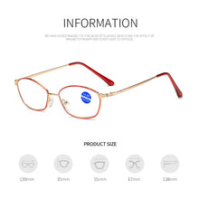 Load image into Gallery viewer, seemfly Portable Women's Reading Glasses Metal Anti Blue Ray Computer Eyeglasses Men Presbyopia Far sight Goggle +1 1.5 2 2.5 +4