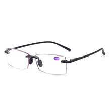Load image into Gallery viewer, seemfly Retro Anti-blue Light Rimless Reading Glasses Women Men Optical Lens Presbyopic Spectacles With Box +1.0 1.5 2.0 2.5 +4