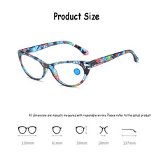 Load image into Gallery viewer, seemfly Retro Reading Glasses Ladies Printed floral Computer Anti-fatigue Presbyopia Eyeglasses Redder Eyewear With +1.0 +1.5 +2