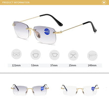 Load image into Gallery viewer, seemfly Rimless Bifocal Reading Glasses Men Women Computer Dual-use Anti Blu Light Eyewear Gray White Optical Lens Hyperoia +1.5