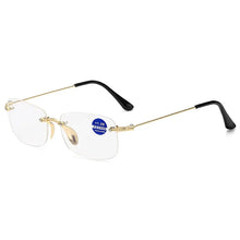 Load image into Gallery viewer, seemfly Rimless Bifocal Reading Glasses Men Women Computer Dual-use Anti Blu Light Eyewear Gray White Optical Lens Hyperoia +1.5