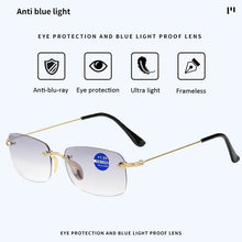 Load image into Gallery viewer, seemfly Rimless Bifocal Reading Glasses Men Women Computer Dual-use Anti Blu Light Eyewear Gray White Optical Lens Hyperoia +1.5