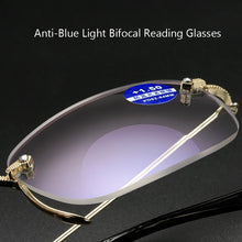 Load image into Gallery viewer, seemfly Rimless Bifocal Reading Glasses Men Women Computer Dual-use Anti Blu Light Eyewear Gray White Optical Lens Hyperoia +1.5