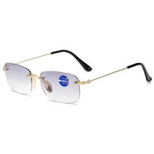 Load image into Gallery viewer, seemfly Rimless Bifocal Reading Glasses Men Women Computer Dual-use Anti Blu Light Eyewear Gray White Optical Lens Hyperoia +1.5