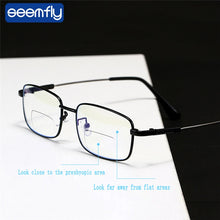 Load image into Gallery viewer, seemfly Vintage Blue Light Blocking Men Reading Glasses TR90 Memory Titanium Alloy Presbyopia Eyewear Lenses +1.0 +1.5 +2.0 +2.5