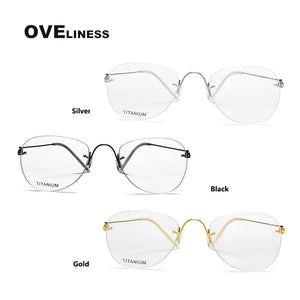 titanium eyeglasses frames rimless eye glasses frame for men women Optical  Myopia Prescription glasses spectacle eyewear