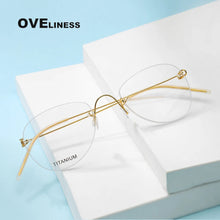 Load image into Gallery viewer, titanium eyeglasses frames rimless eye glasses frame for men women Optical  Myopia Prescription glasses spectacle eyewear