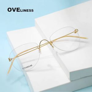 titanium eyeglasses frames rimless eye glasses frame for men women Optical  Myopia Prescription glasses spectacle eyewear