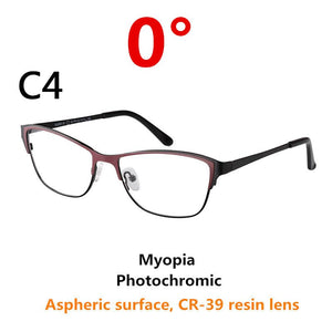0 -0.50 -0.75 -175 -5.5 -6 Metal frame Photochromic Sunglasses Chameleon Lens Myopia Glasses Women Short-sighted Eyeglasses
