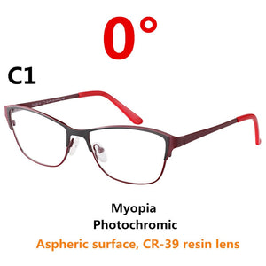 0 -0.50 -0.75 -175 -5.5 -6 Metal frame Photochromic Sunglasses Chameleon Lens Myopia Glasses Women Short-sighted Eyeglasses