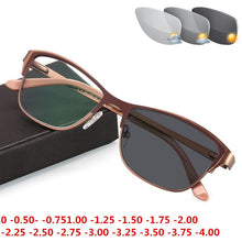 Load image into Gallery viewer, 0 -0.50 -0.75 -175 -5.5 -6 Metal frame Photochromic Sunglasses Chameleon Lens Myopia Glasses Women Short-sighted Eyeglasses