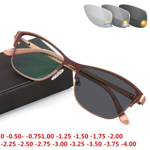 0 -0.50 -0.75 -175 -5.5 -6 Metal frame Photochromic Sunglasses Chameleon Lens Myopia Glasses Women Short-sighted Eyeglasses