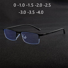 Load image into Gallery viewer, 0 -1.0 -1.5 -2.0 -2.5 -3.0 -3.5 -4.0 Blue Light Blocking Square Myopia Glasses Finished Half Frame Prescription Myopes Lunettes