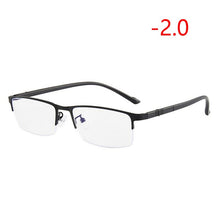 Load image into Gallery viewer, 0 -1.0 -1.5 -2.0 -2.5 -3.0 -3.5 -4.0 Blue Light Blocking Square Myopia Glasses Finished Half Frame Prescription Myopes Lunettes