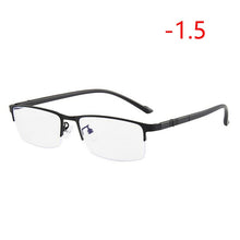 Load image into Gallery viewer, 0 -1.0 -1.5 -2.0 -2.5 -3.0 -3.5 -4.0 Blue Light Blocking Square Myopia Glasses Finished Half Frame Prescription Myopes Lunettes