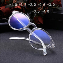Carica l&#39;immagine nel visualizzatore di Gallery, 0 -1 -1.5 -2.0 To -4.0  Round Myopia Glasses Finished Women Men Short-sight Eyewear Prescription Spectacles Transparent Frame