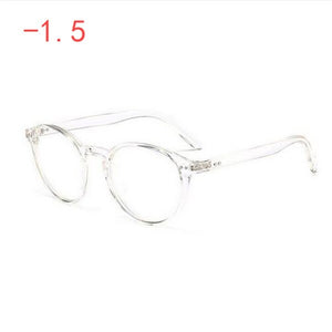 0 -1 -1.5 -2.0 To -4.0  Round Myopia Glasses Finished Women Men Short-sight Eyewear Prescription Spectacles Transparent Frame