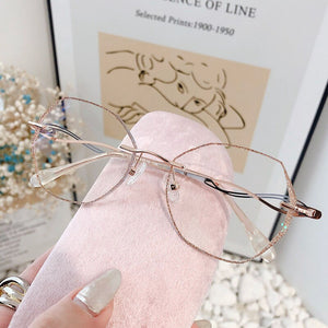 0~1000 Prescription Glasses Women Rimless Eyeglasses Customized Myopia Hyperopia Glasses Diopters Prescription Lens