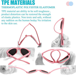 0-18 Months Newborn Baby Bendable Flexible Polarized Sunglasses with Strap for Infant Boys Girls Gift